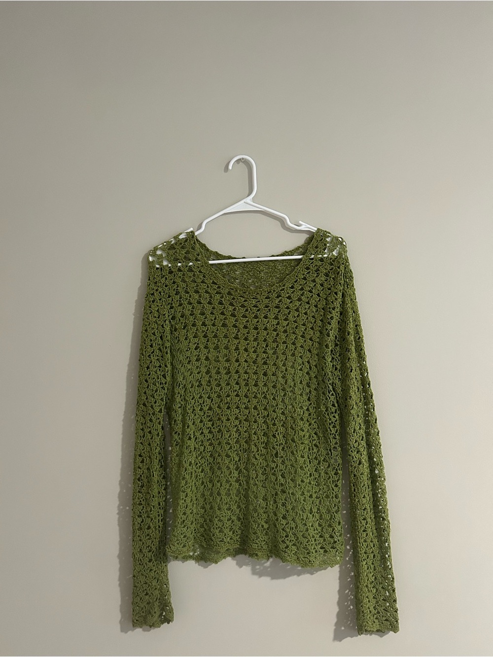 Olive Green Open-Knit Women's Sweater